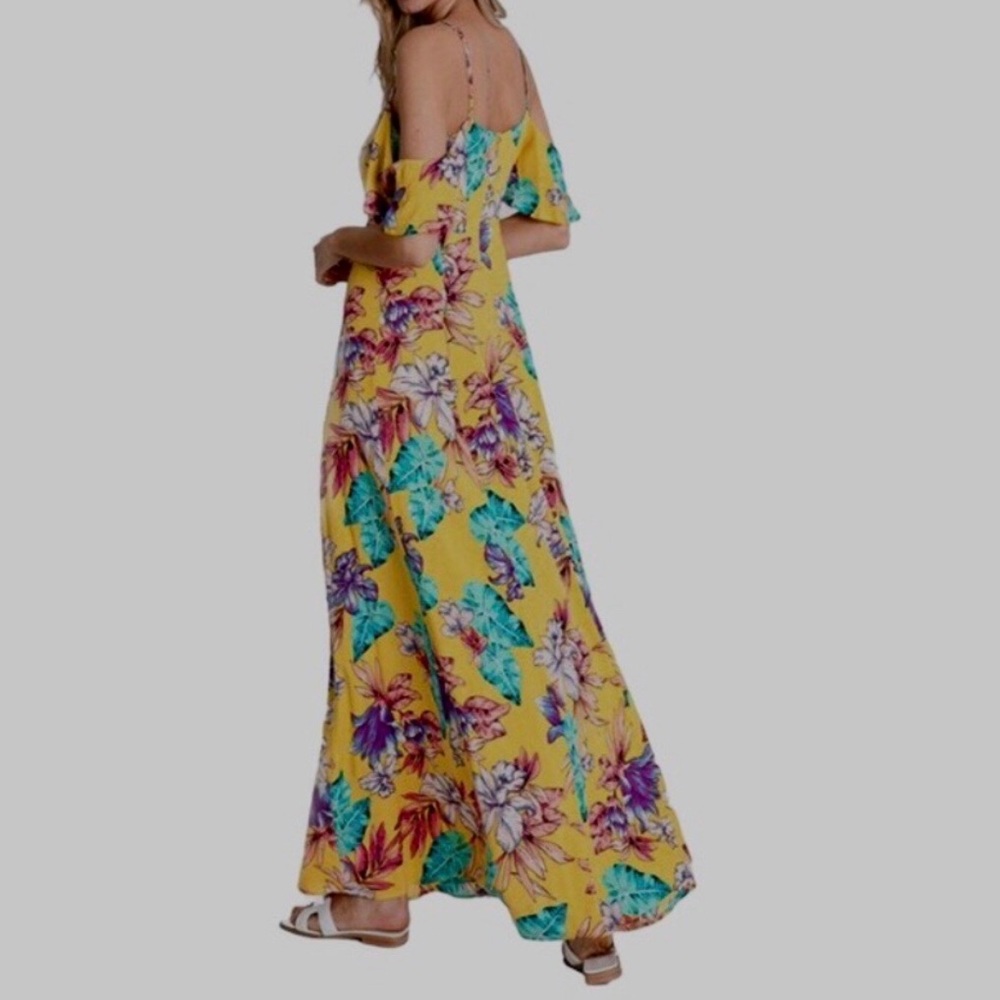 DAVI & DANI TROPICAL FLORAL MAXI DRESS